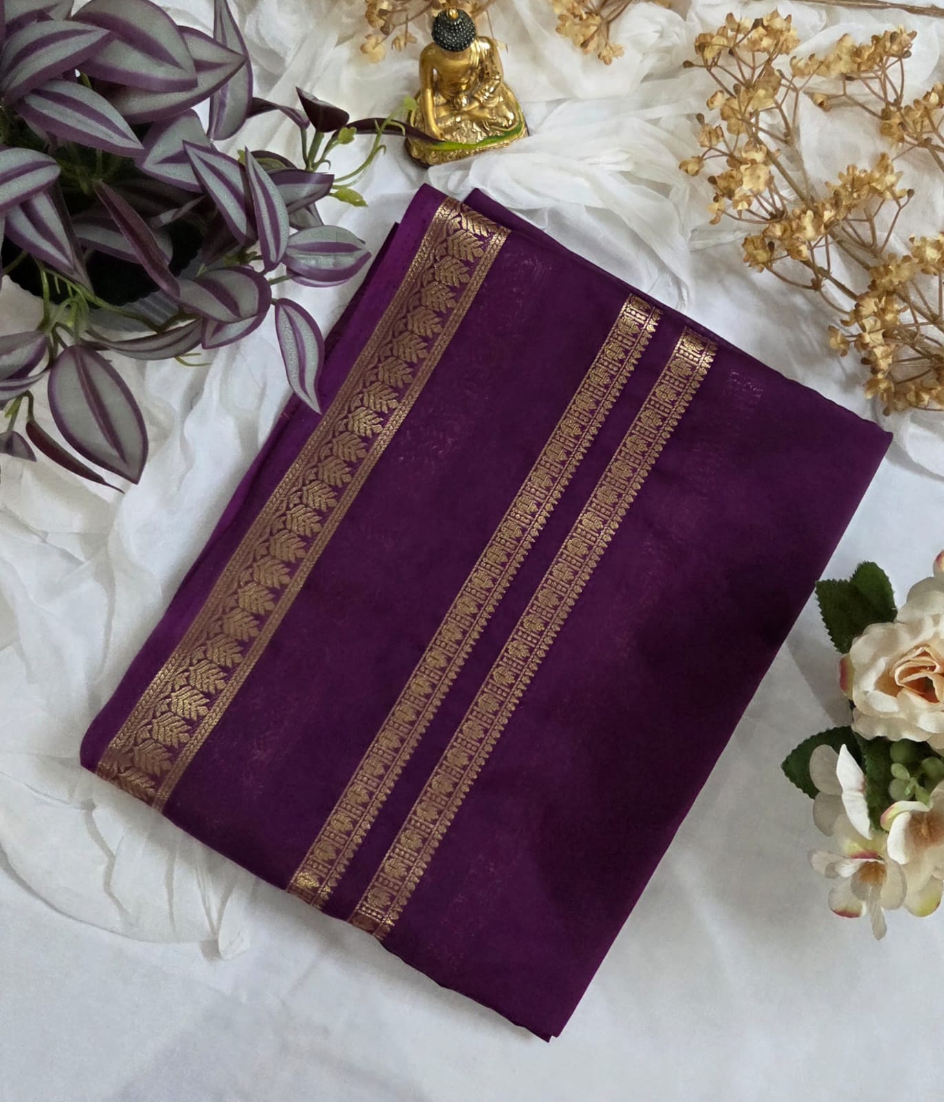 Royal Mysore crepe saree| The heritage weave | Semi Mysore crepe| with Bentex Zari Border