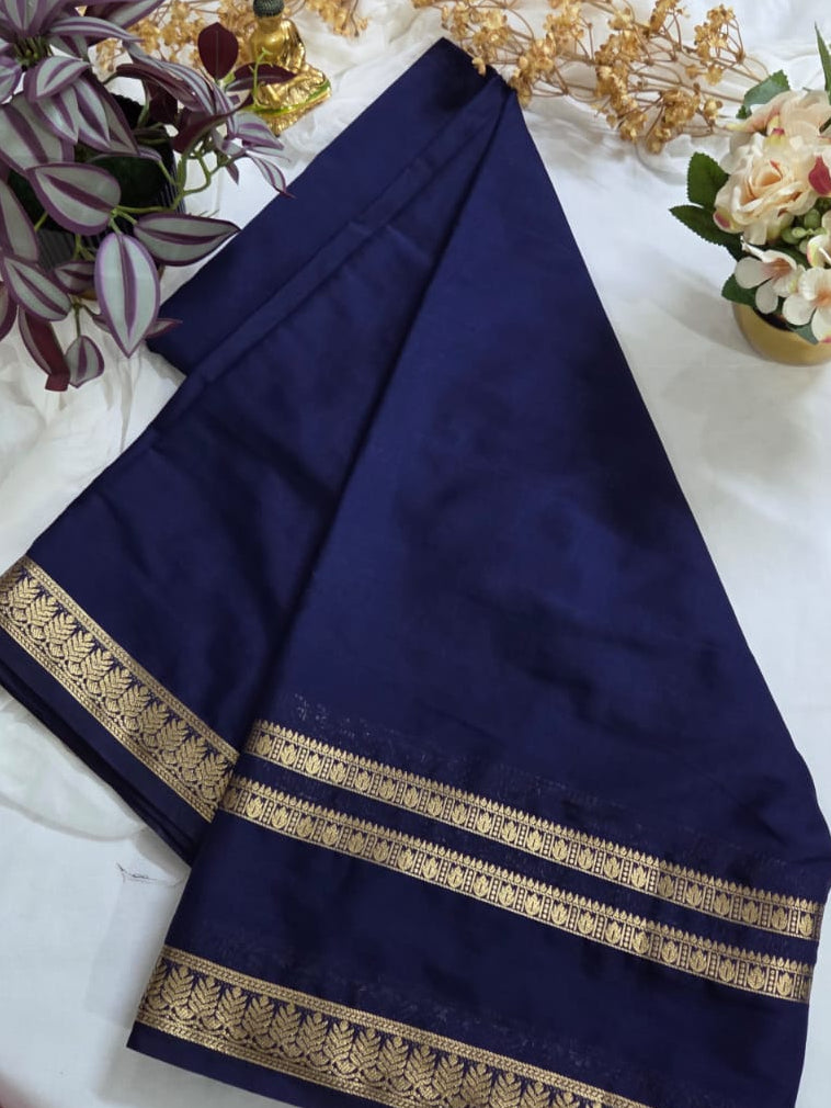 Royal Mysore crepe saree| The heritage weave | Semi Mysore crepe| with Bentex Zari Border