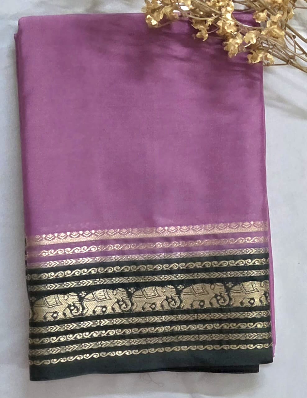 Mysore crepe silk | Elephant border |